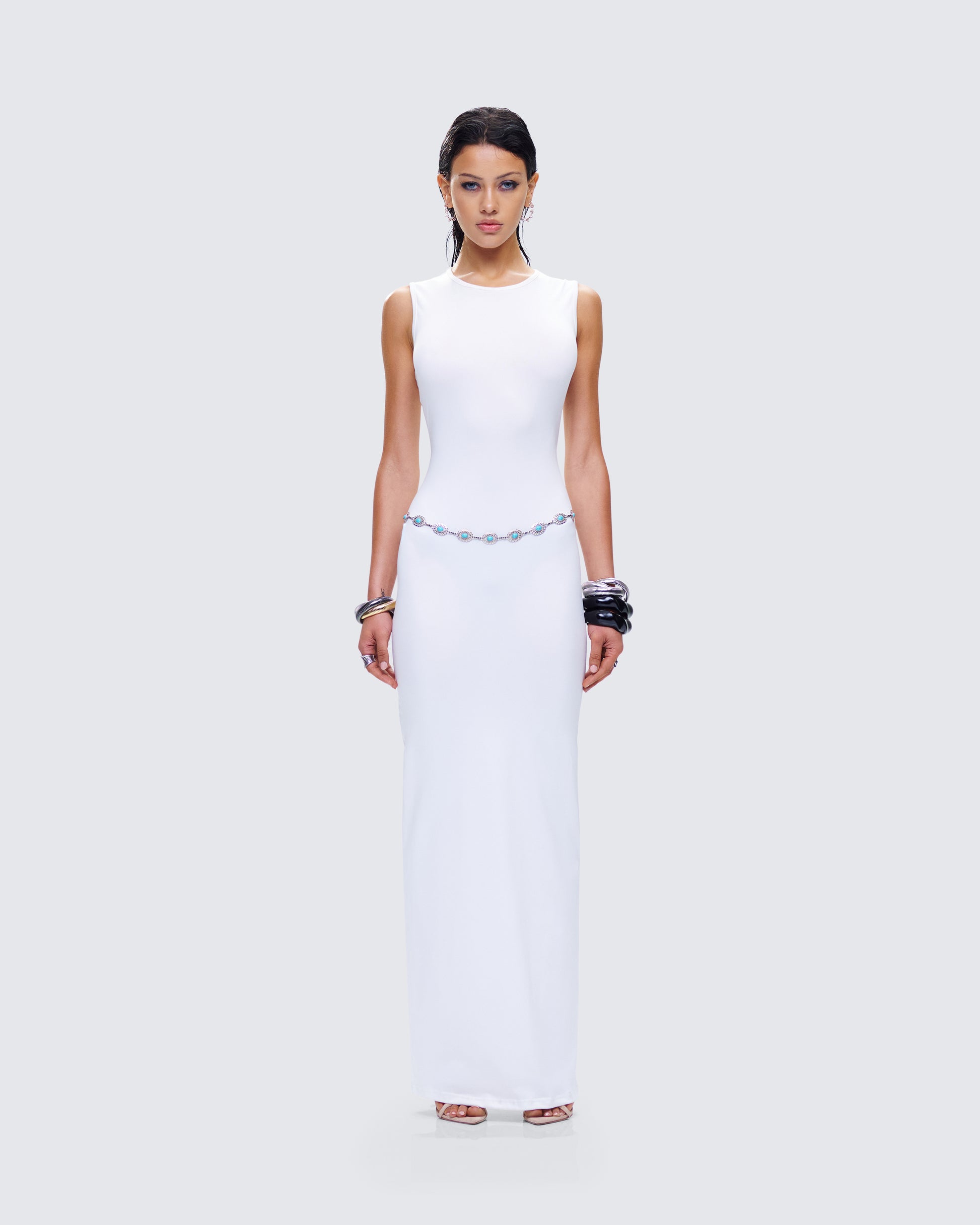 maxi bodycon white dress Cream Lace Mock Neck Bodycon Maxi Dress