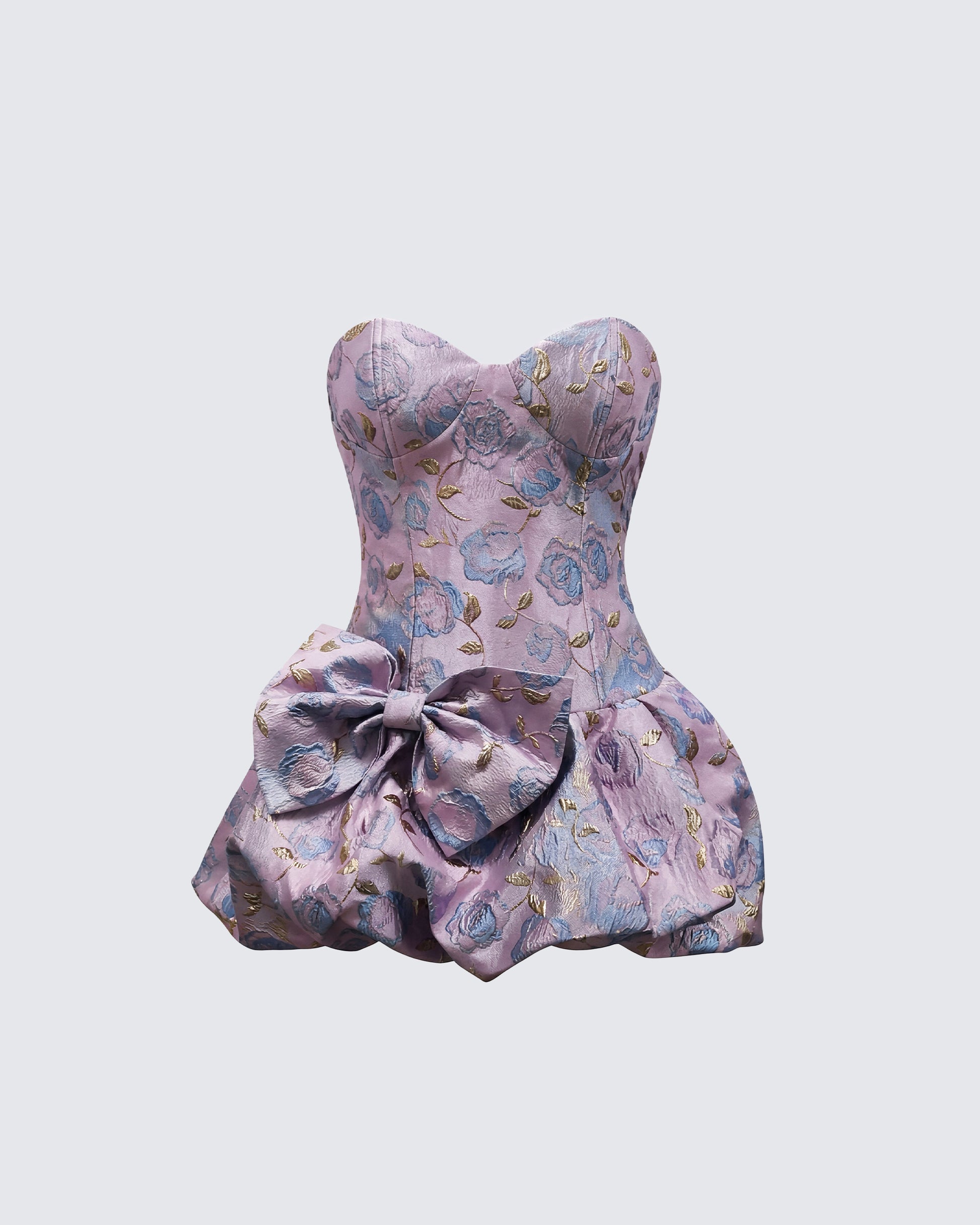 Bay Pink Jacquard Bow Mini Dress product front