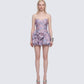 Bay Pink Jacquard Bow Mini Dress model front