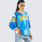 Bea Blue Graphic Sports Jersey Top