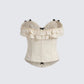 Becca Cream Lace-up Corset Top
