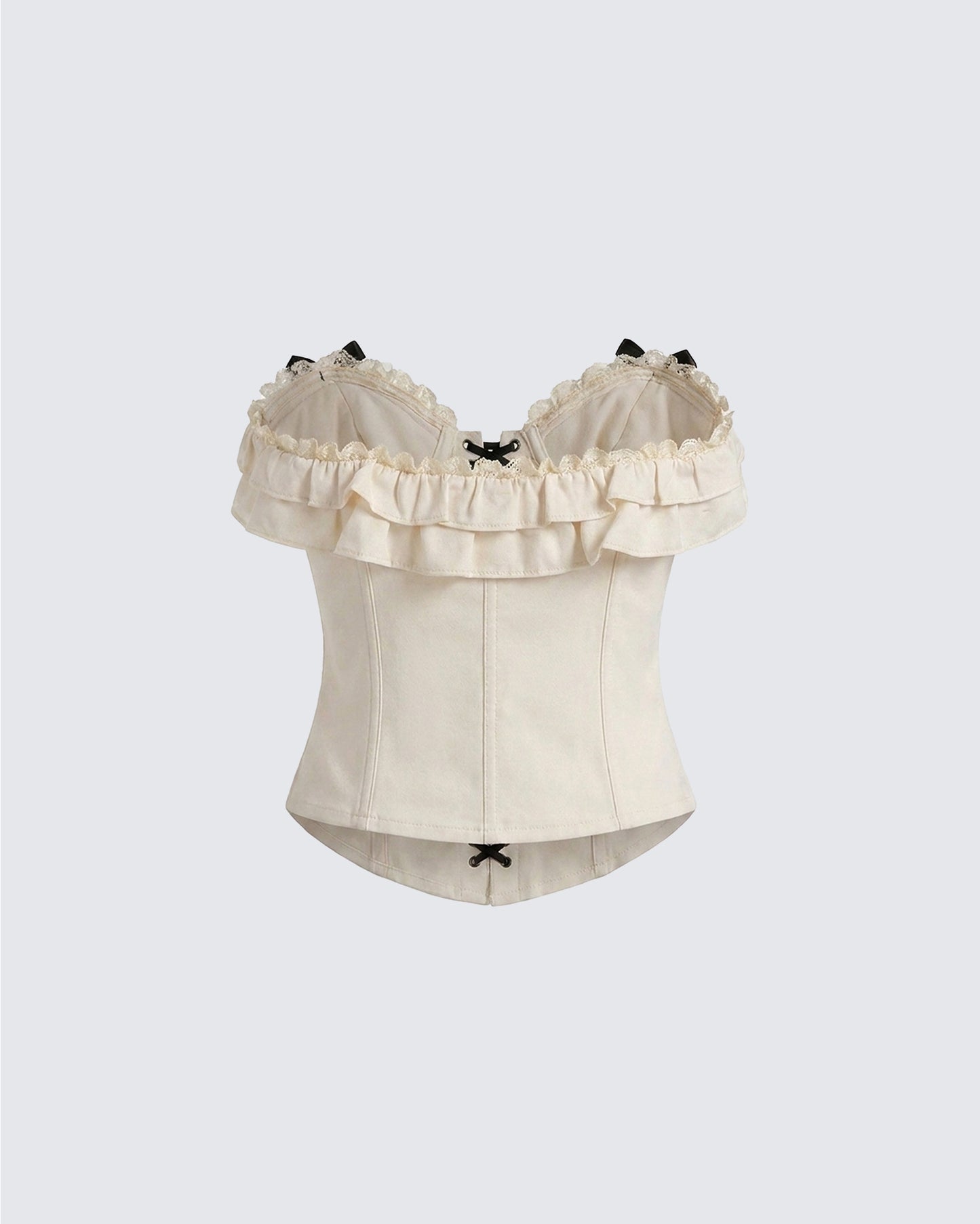 Becca Cream Lace-up Corset Top