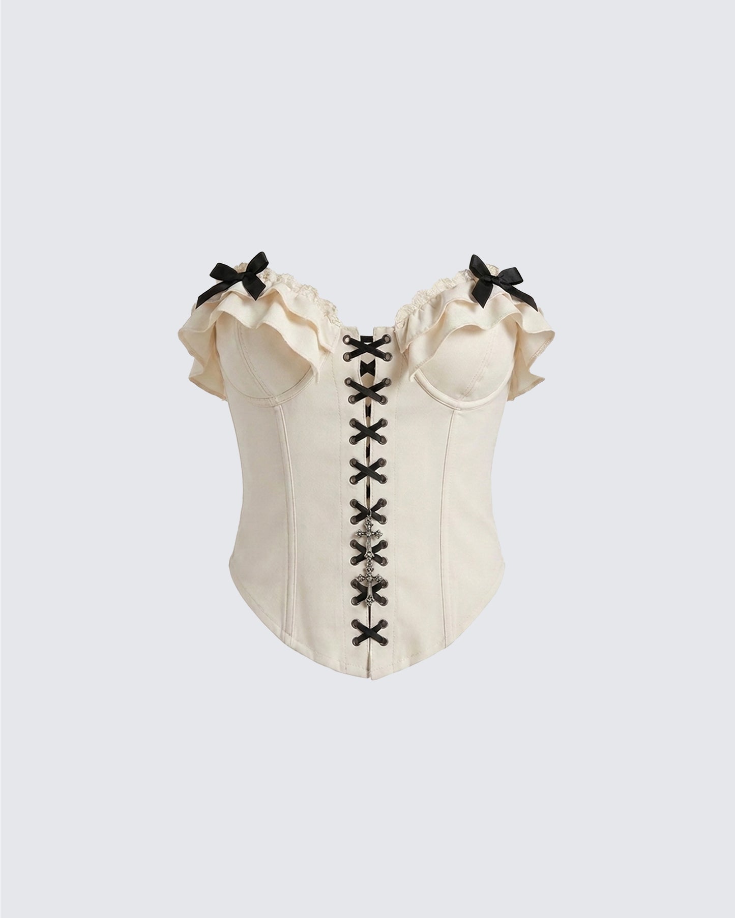 Becca Cream Lace-up Corset Top
