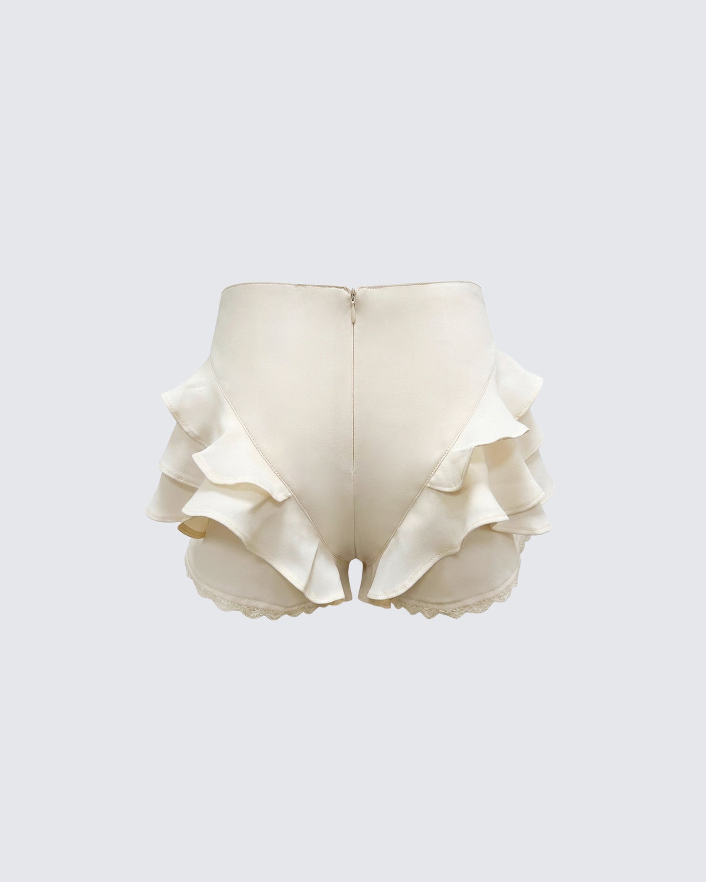 Becca Cream Ruffle Mini Shorts