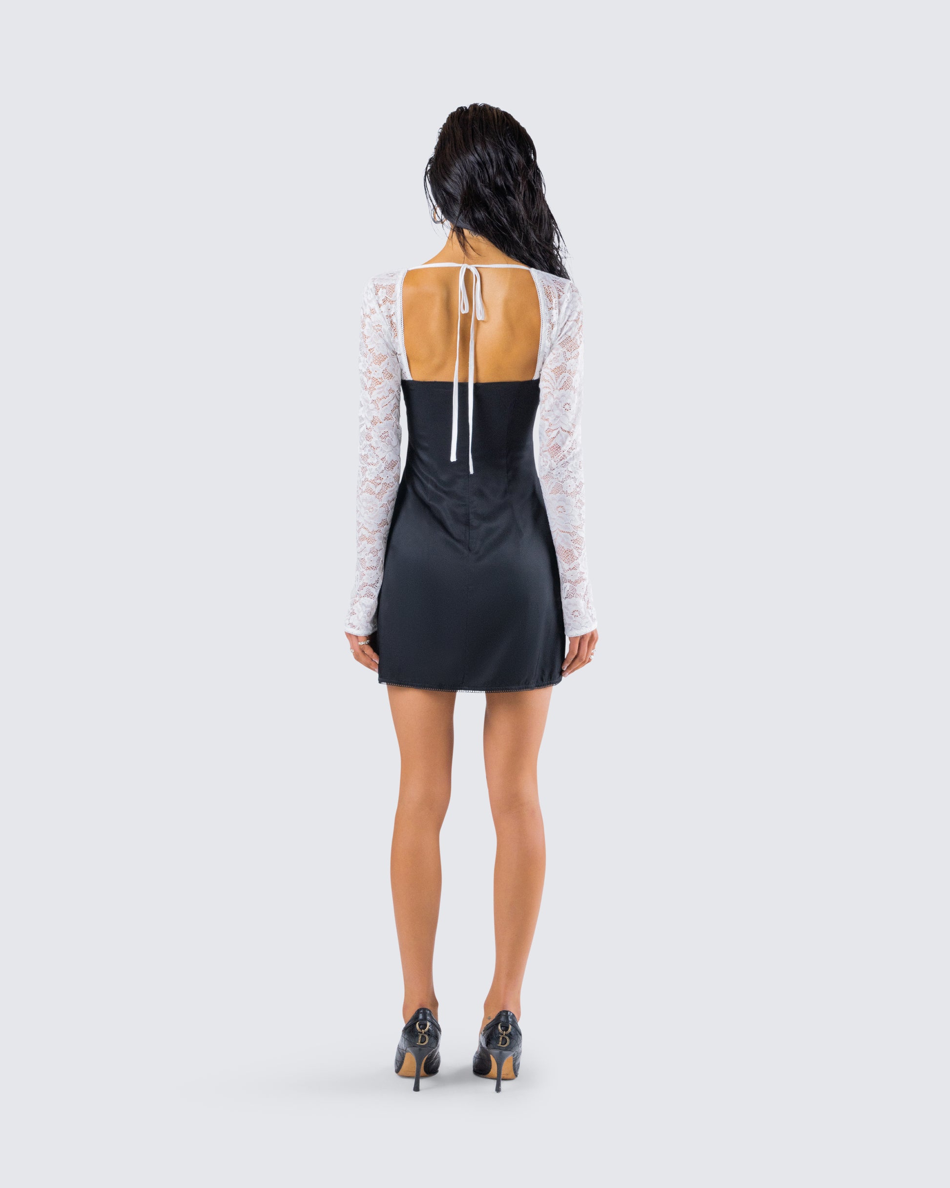 Black Long Sleeve Mini Dress - Sequin Colorblock Party FINESSE Black Long Sleeve Mini Dress - Sequin Colorblock Party FINESSE