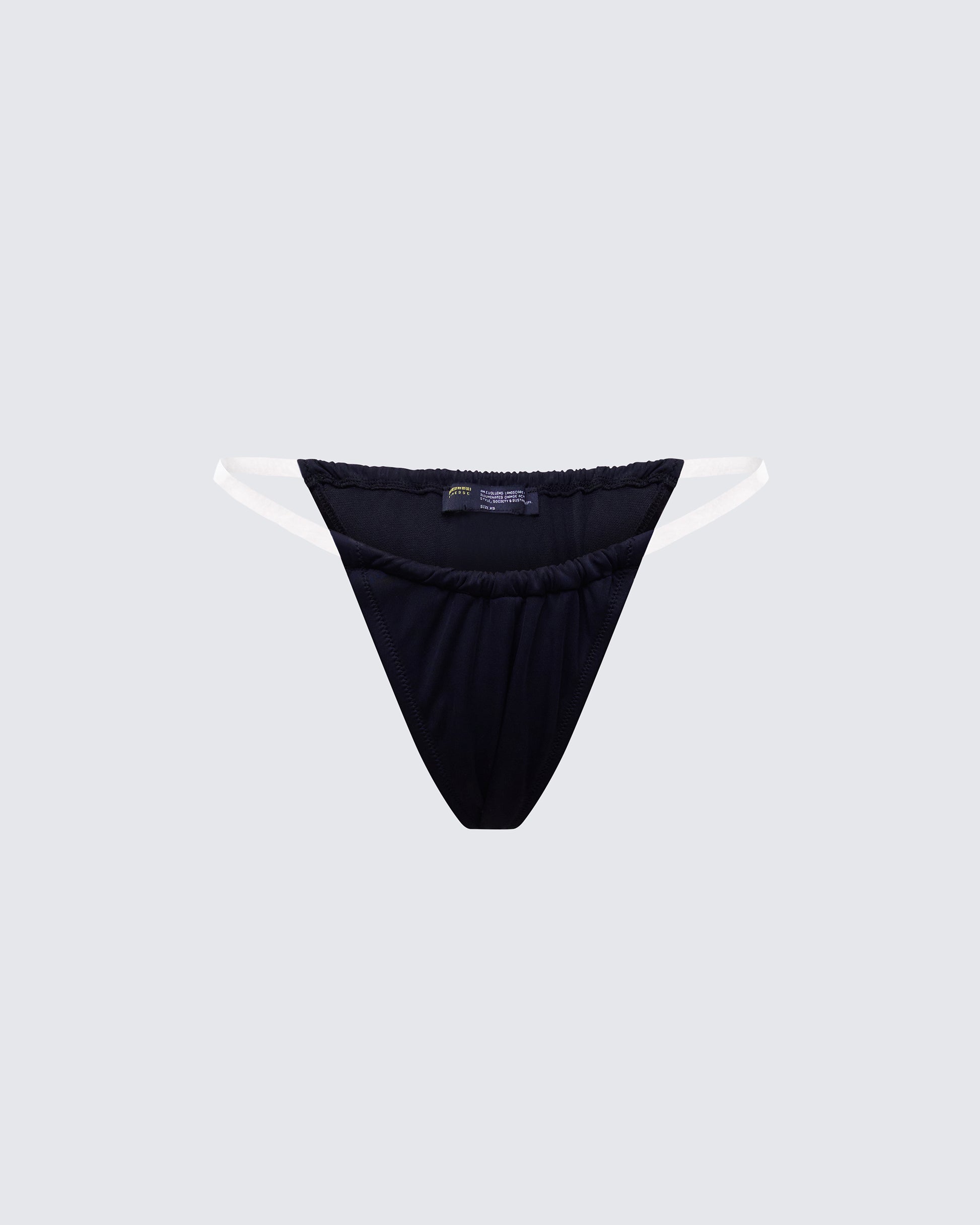 Beth Black Clear Strap Bikini Bottom product front