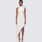 Billie Ivory Cinched Detail Open Back Tailored Midi Dress model front