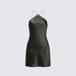 Bindi Olive Green Satin Mini Dress