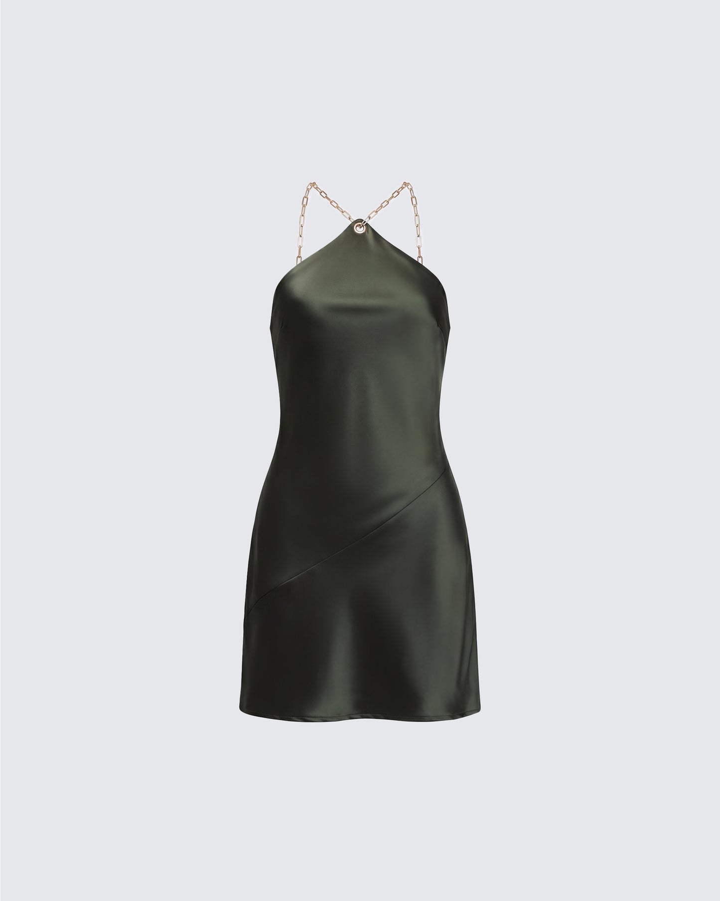 Bindi Olive Green Satin Mini Dress