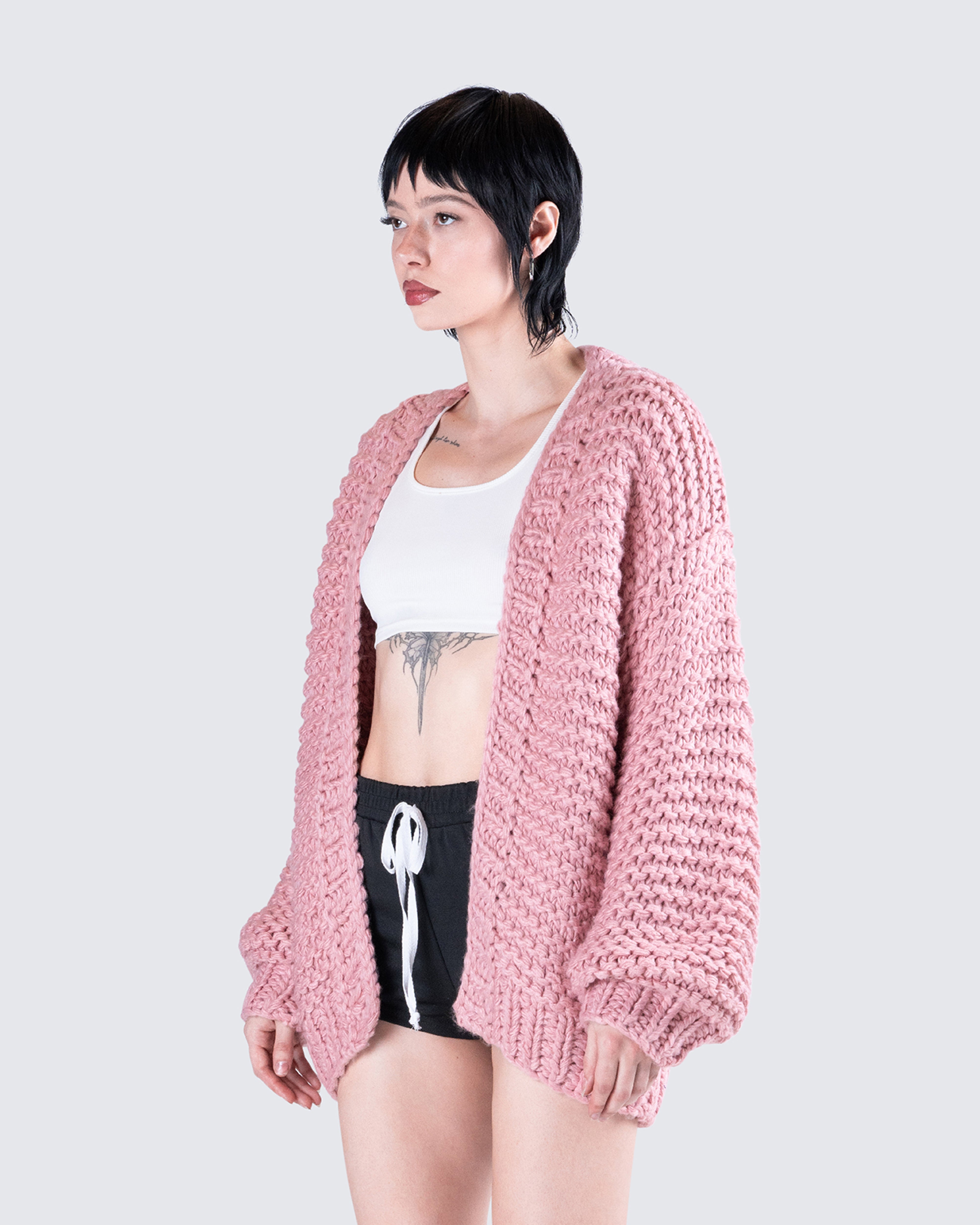 b+ab brushed-effect knitted cardigan - Pink