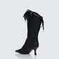 Blaze Black Knee High Boxing Heeled Boot