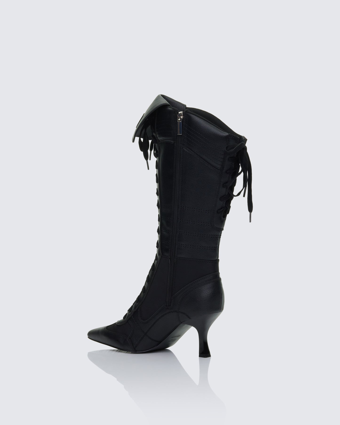 Blaze Black Knee High Boxing Heeled Boot