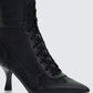 Blaze Black Knee High Boxing Heeled Boot