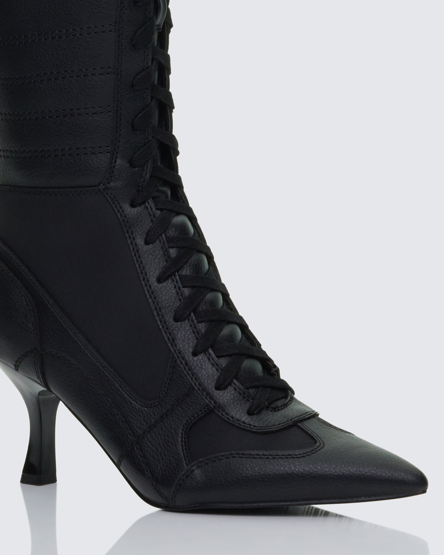 Blaze Black Knee High Boxing Heeled Boot