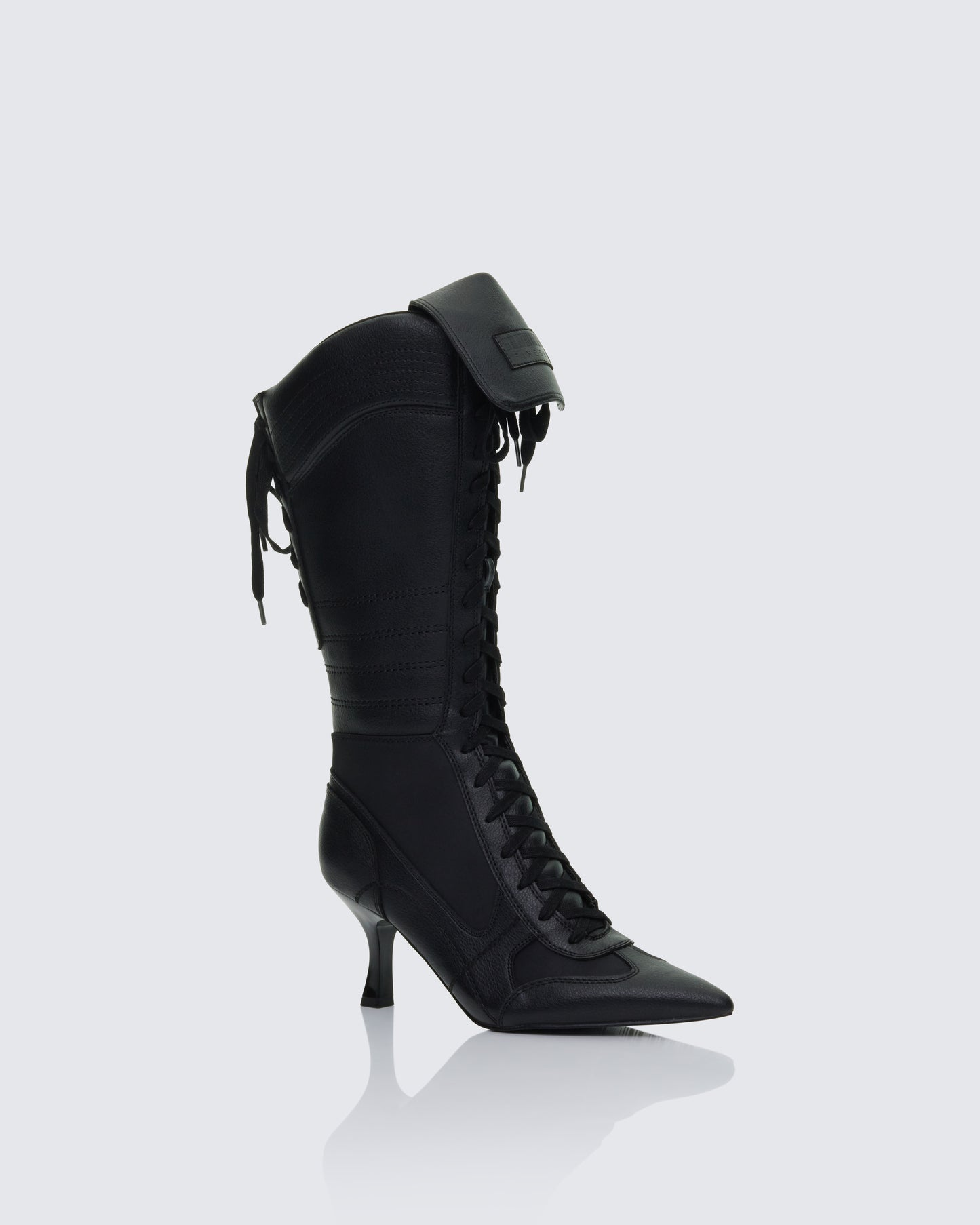 Blaze Black Knee High Boxing Heeled Boot