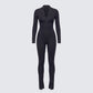 Brianna Black Zip Up Suit