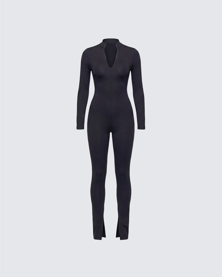 Brianna Black Zip Up Jumpsuit