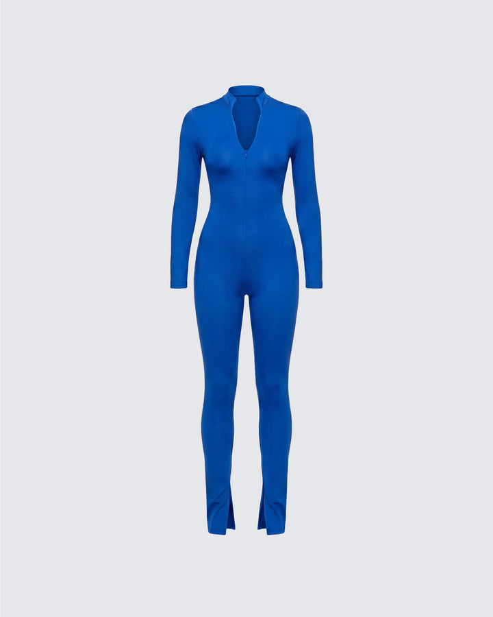 Brianna Blue Zip Up Jumpsuit