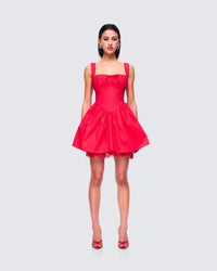 Brit Red Poplin Mini Dress