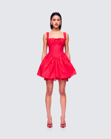 Brit Red Poplin Mini Dress
