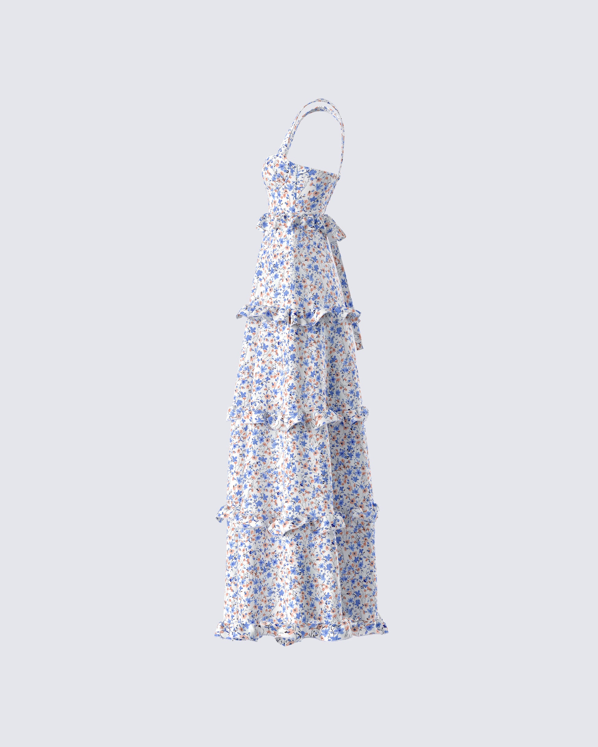 alexia admor blue ivory floral dress Ivory Floral Flutter Hem Dress