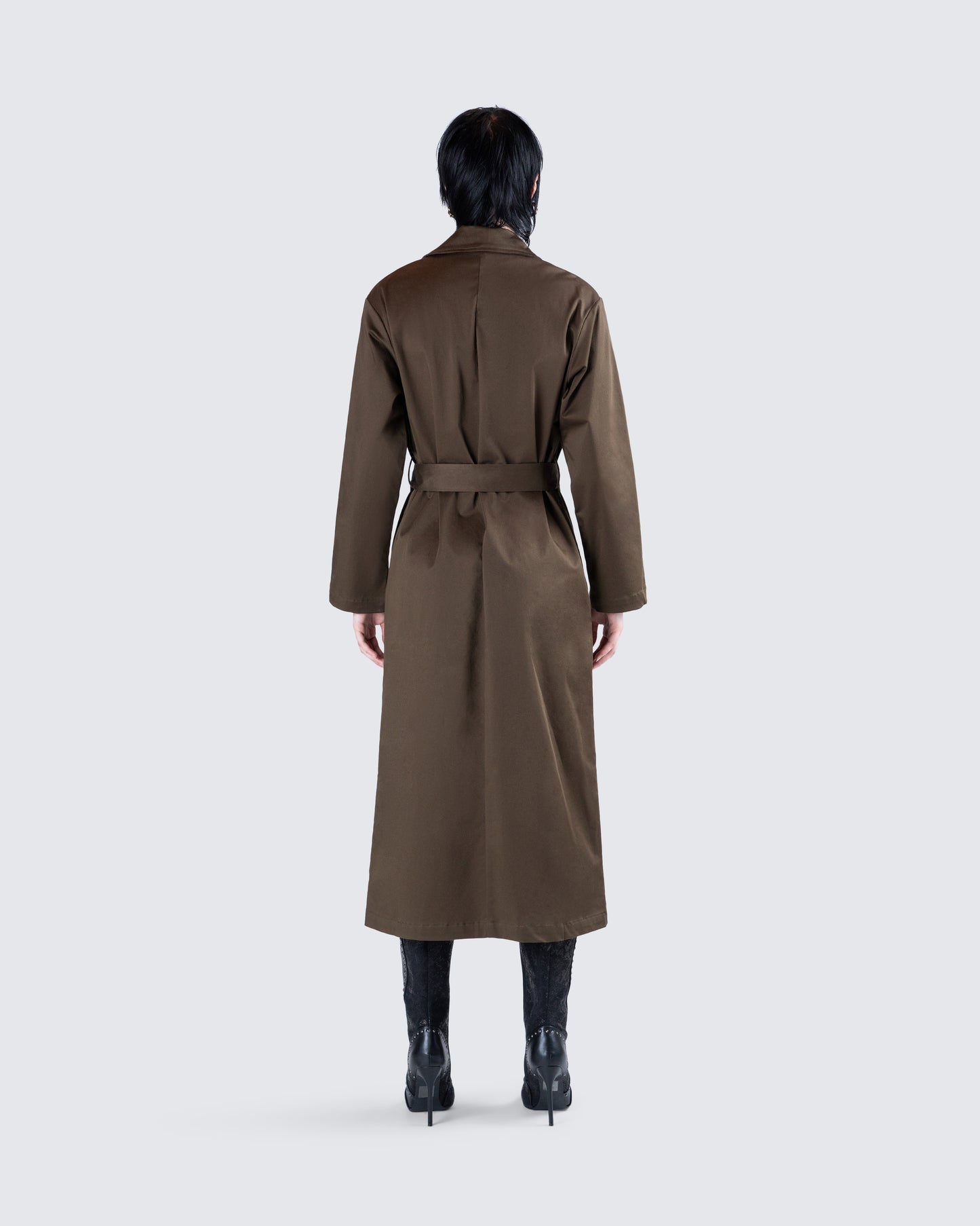 Bryn Dark Olive Belted Trench Coat