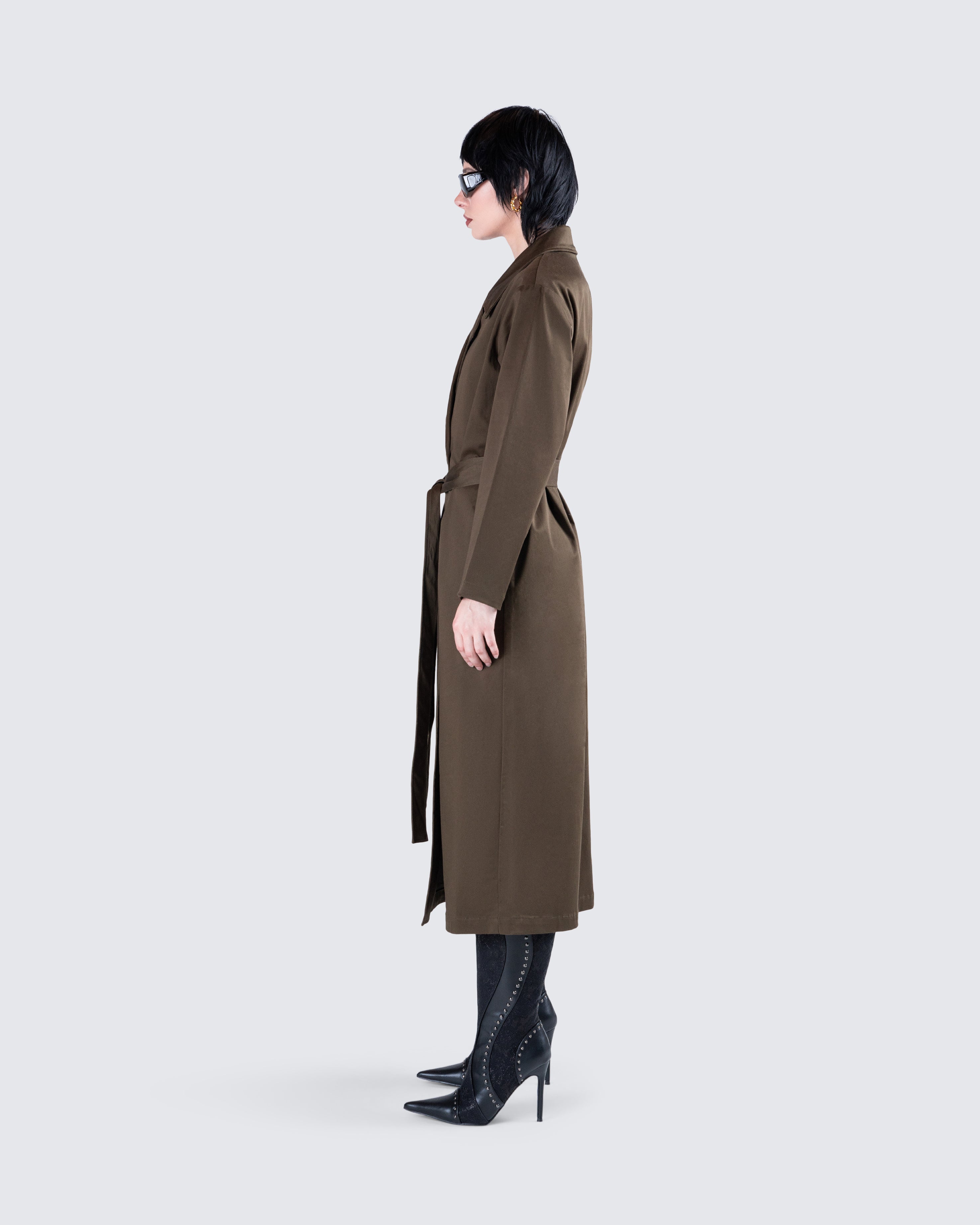 Olive best sale long coat