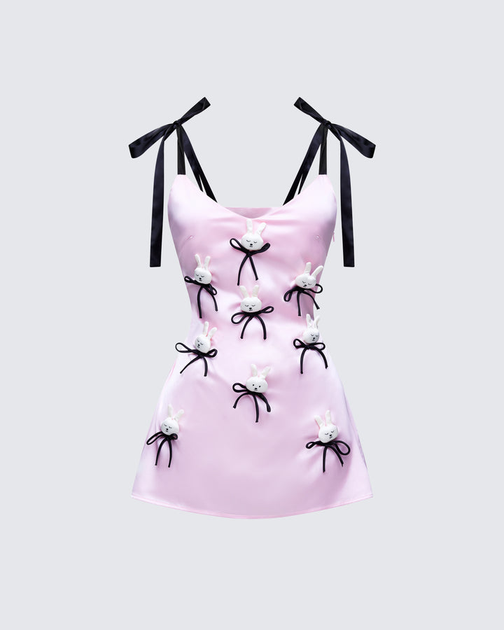 Bunny Pink Bow Tied Slip Dress product front