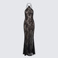 Babette Black Lace Sheer Maxi Dress product front