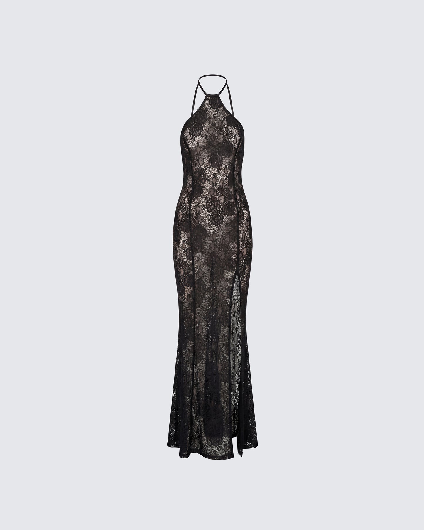 Babette Black Lace Sheer Maxi Dress product front