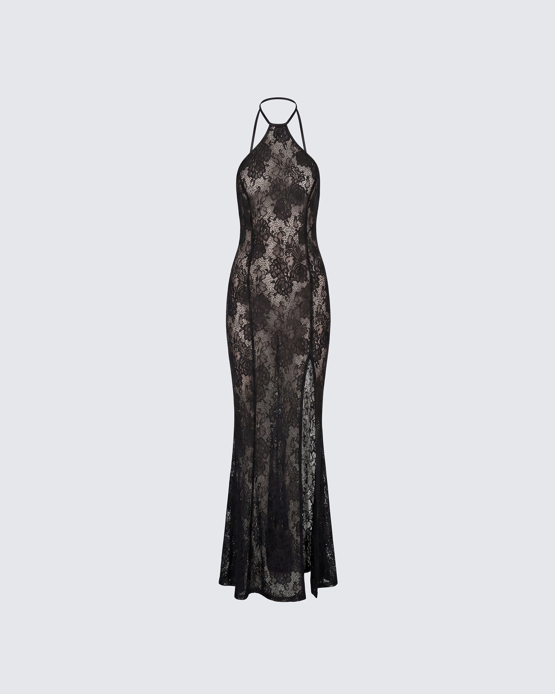 Babette Black Lace Sheer Maxi Dress product front
