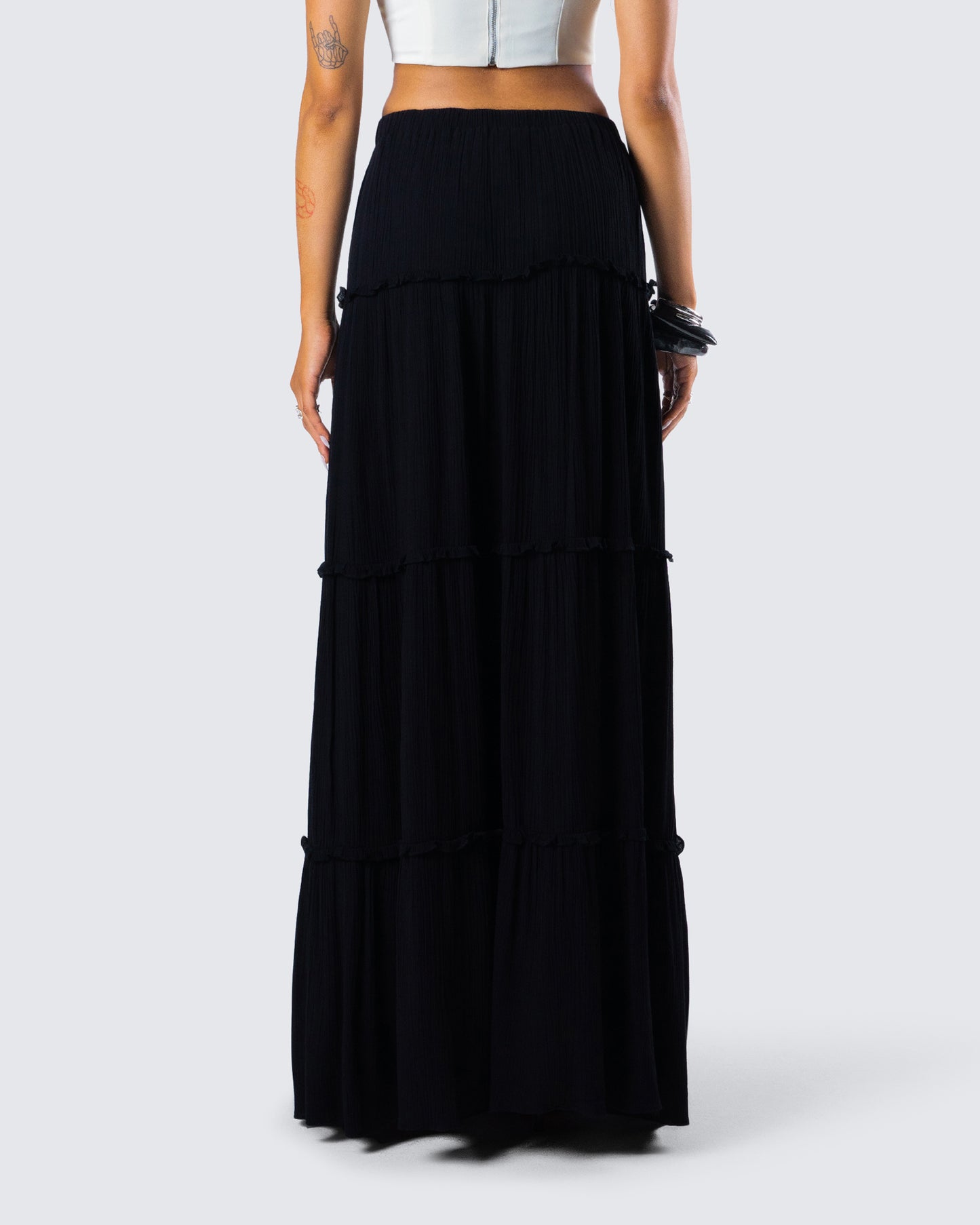 Cailin Black Tiered Maxi Skirt