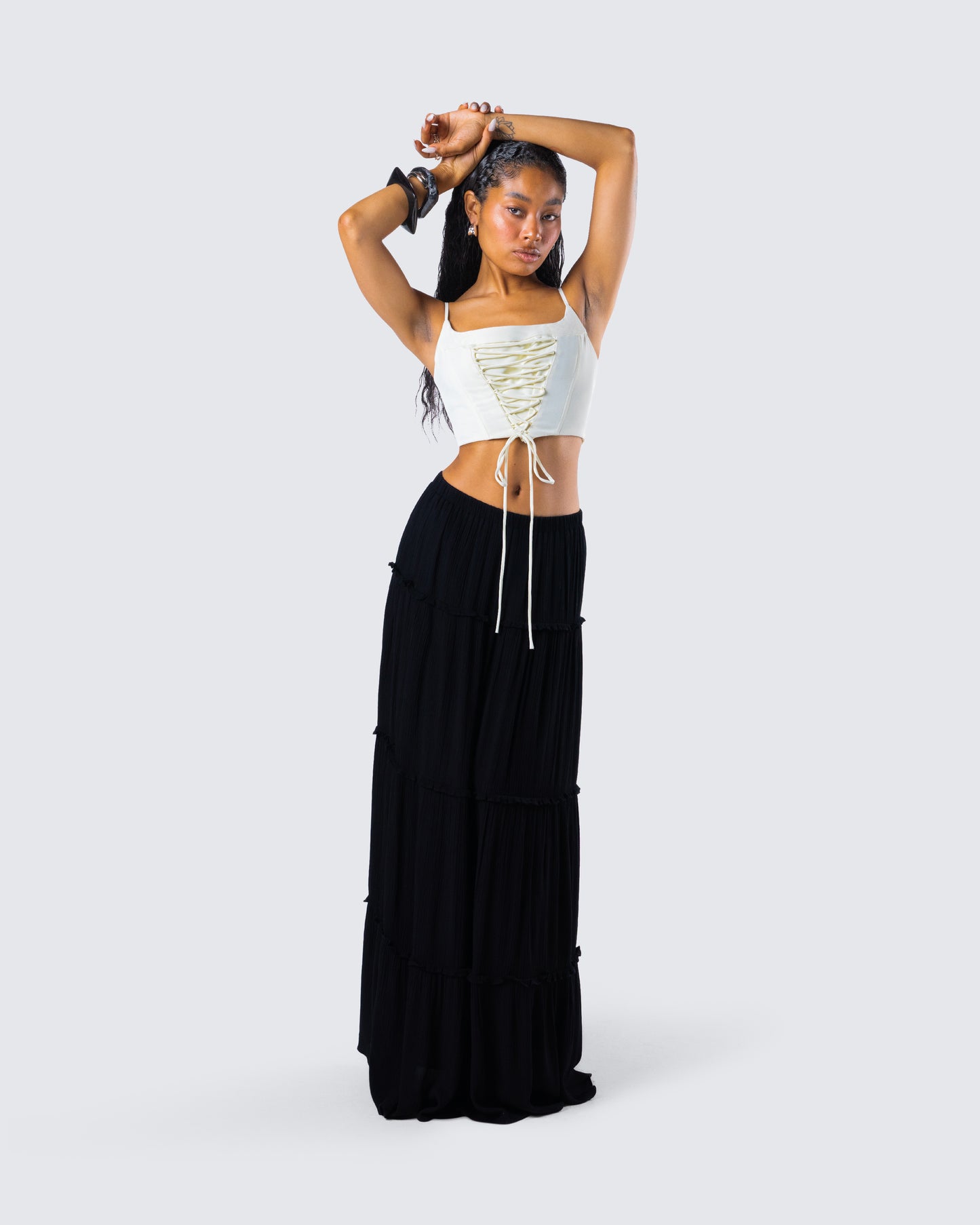 Cailin Black Tiered Maxi Skirt