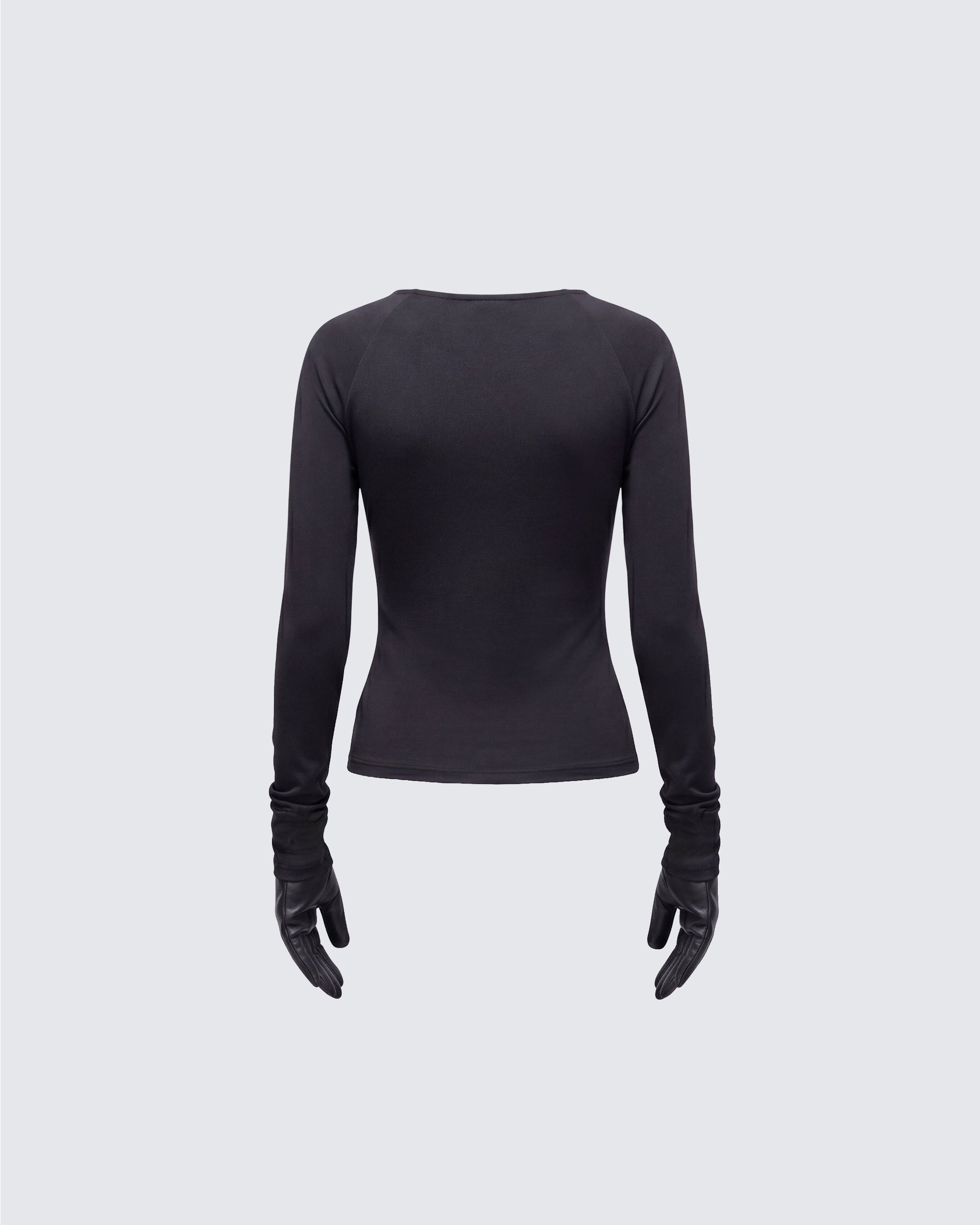 Black Off Shoulder Crop Top with Gloves - Long Sleeve – FINESSE