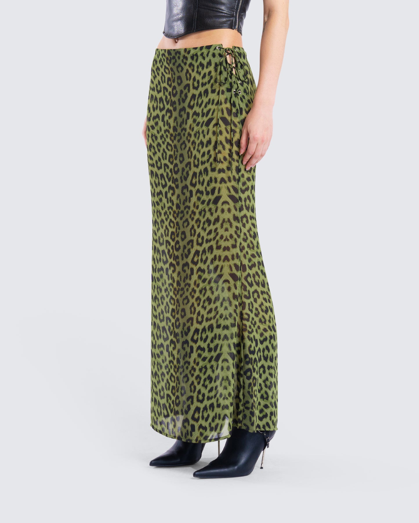 Calista Lime Leopard Maxi Skirt