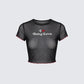 Cami Black Mesh Graphic Crop Top