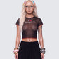 Cami Black Mesh Graphic Crop Top