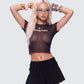 Cami Black Mesh Graphic Crop Top