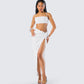 Carly White Beaded Bandeau Top