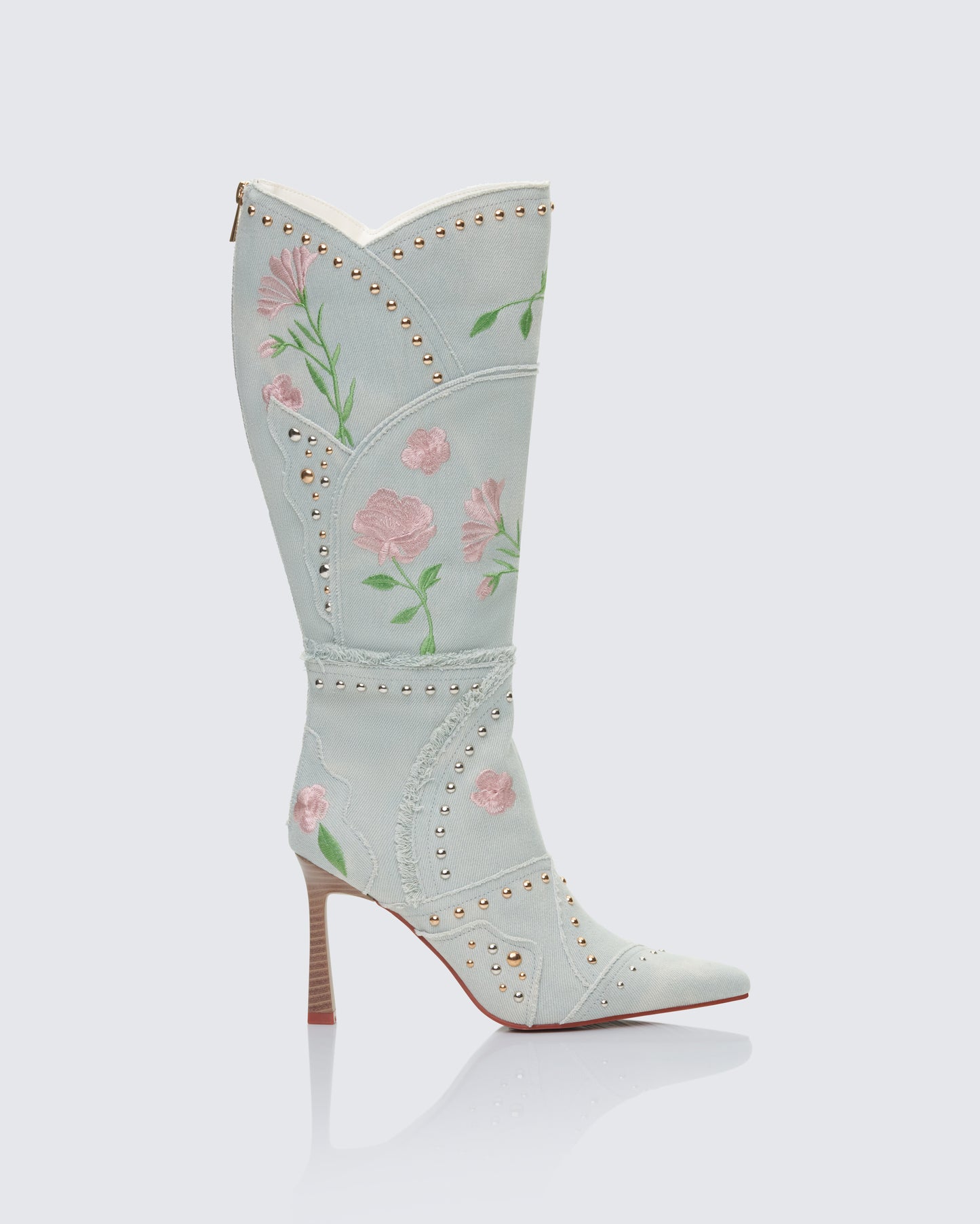 Carmen Blue Denim Embroidered Boot