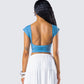 Caroline Blue Backless Top