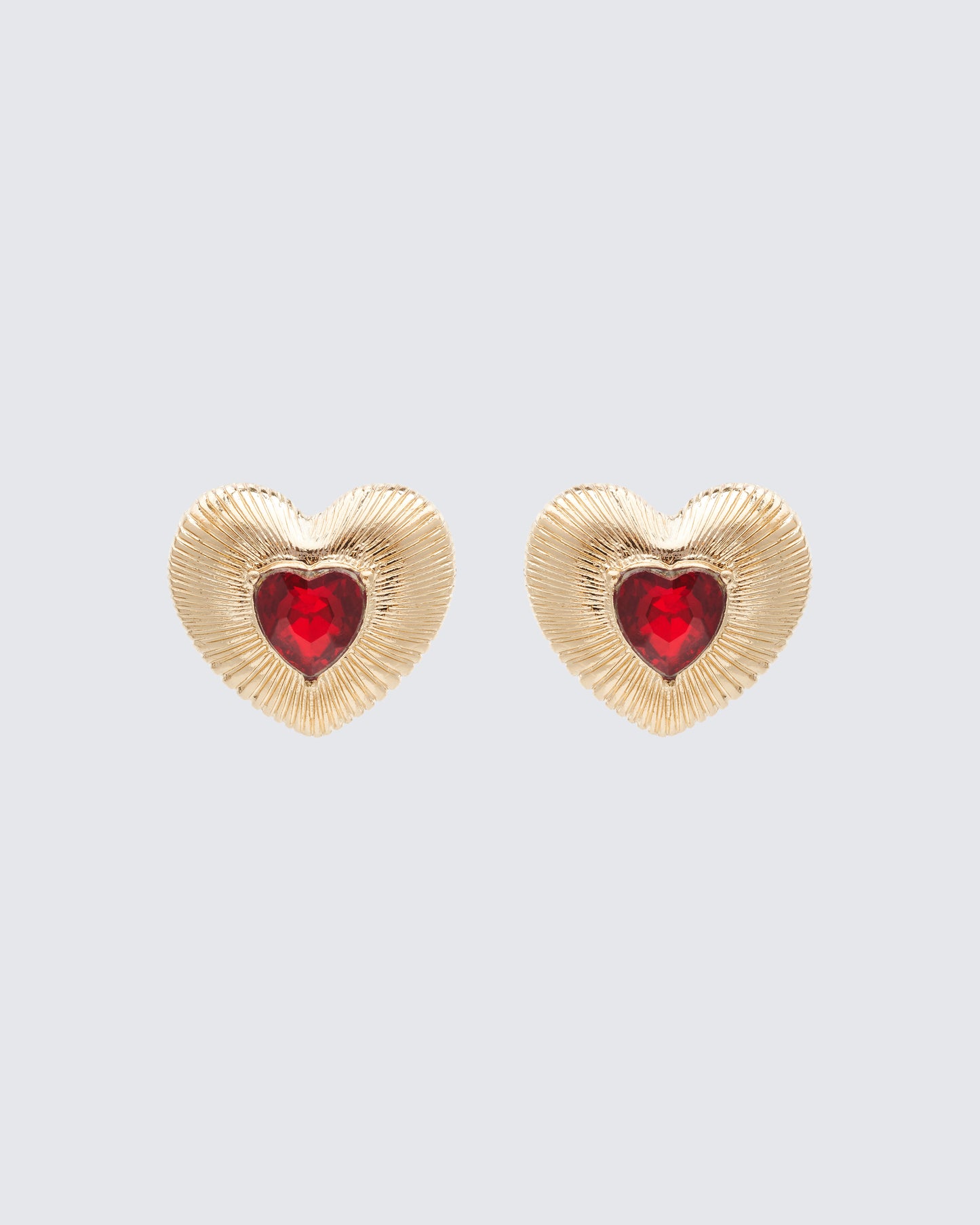 Carolyn Gold Ruby Heart Stud Earrings