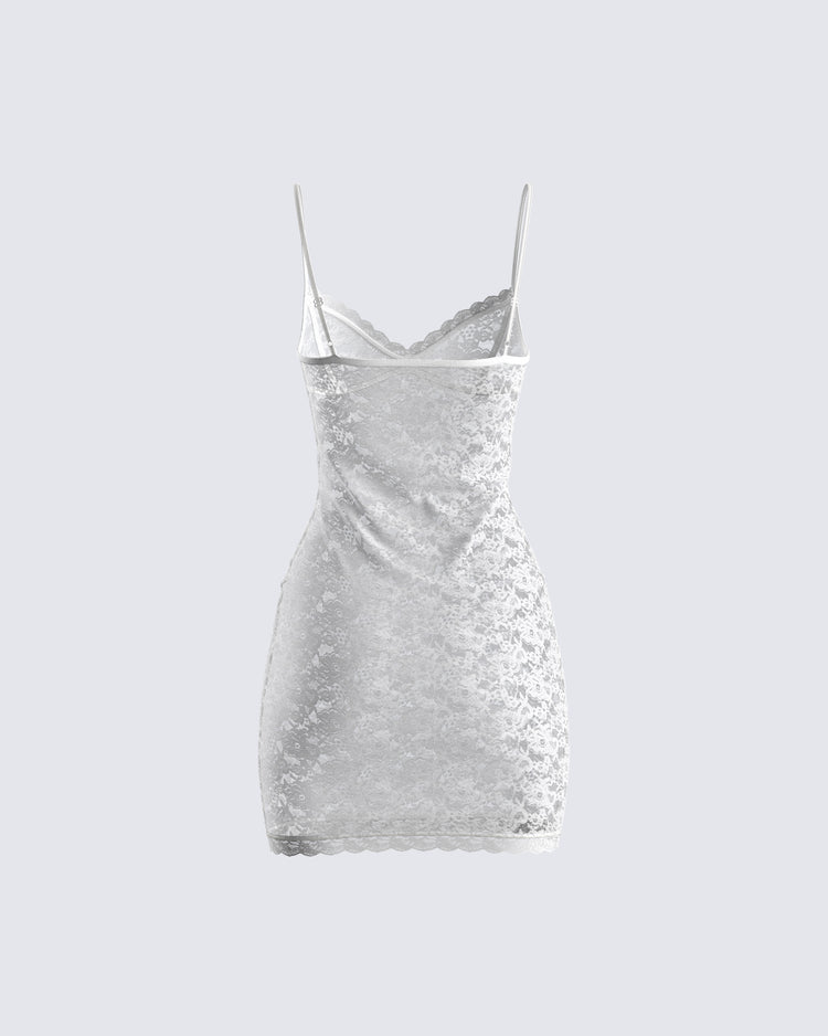 Caterina White Lace Mini Dress