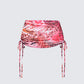 Cece Orange Printed Ruched Mini Skirt
