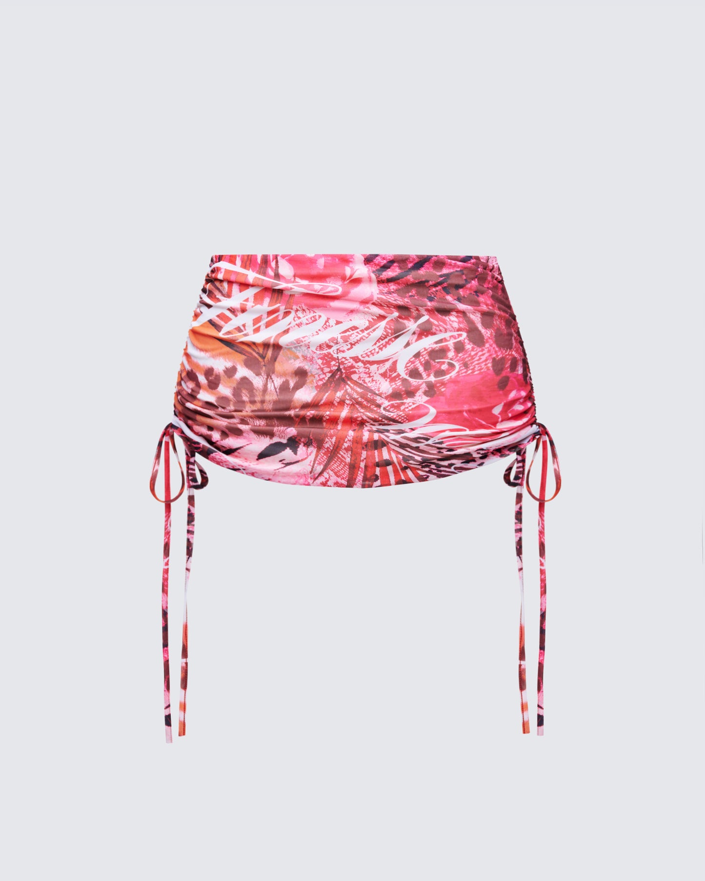 Cece Orange Printed Ruched Mini Skirt
