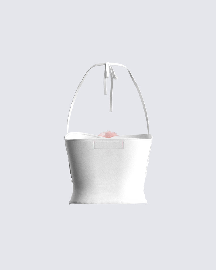 Cerelina White Jersey Cut Out Top