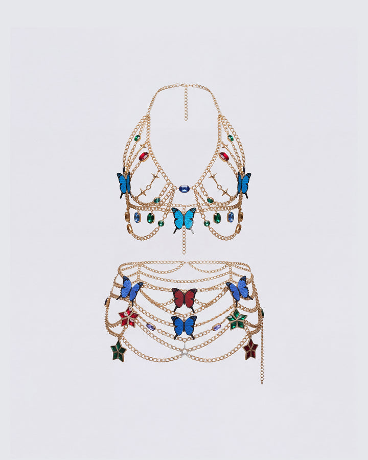 Chara Gold Tone Butterfly Set