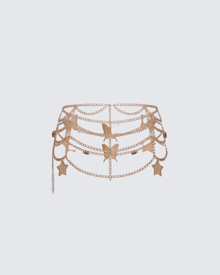 Chara Gold Tone Butterfly Chain Skirt