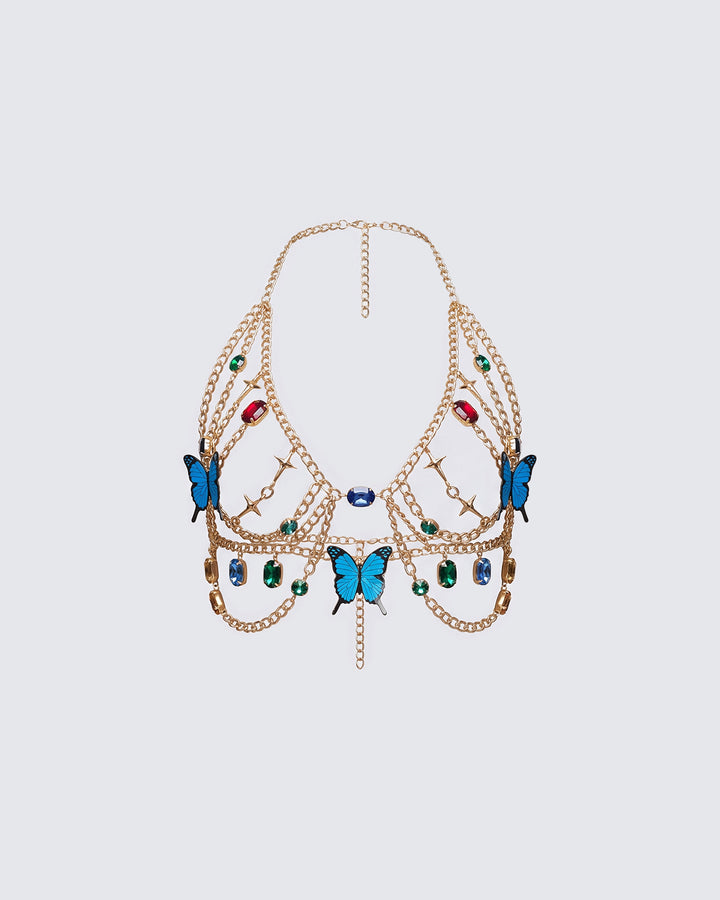 Chara Gold Tone Butterfly Chain Top