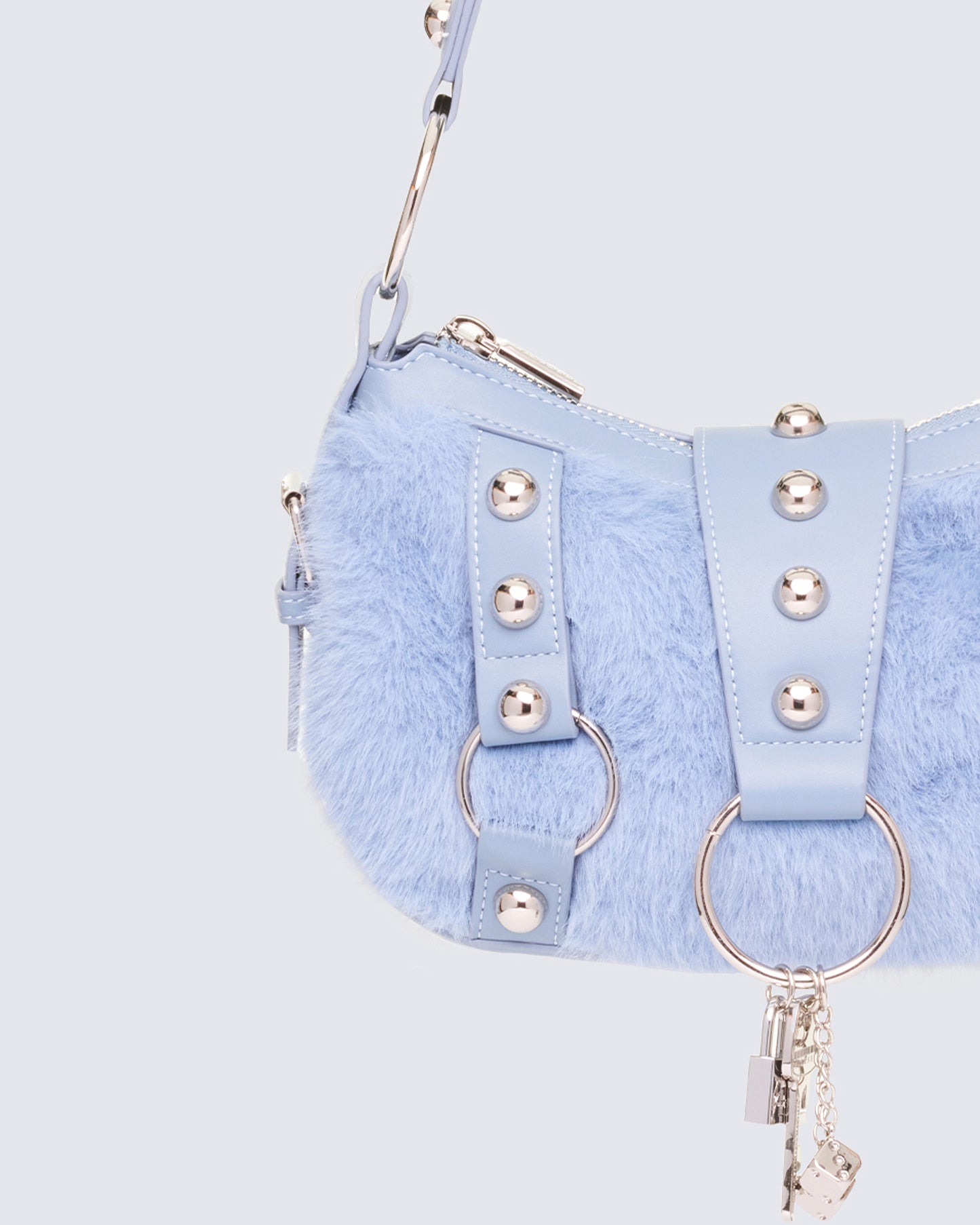 Charalyn Blue Fur Shoulder Bag